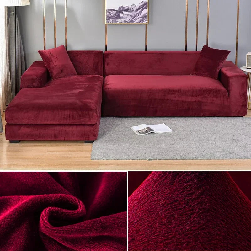 Stretch Velvet Sofa Cover with Luxury Finish - Sofina-Red-1 Zit (90-140CM)-The Livary