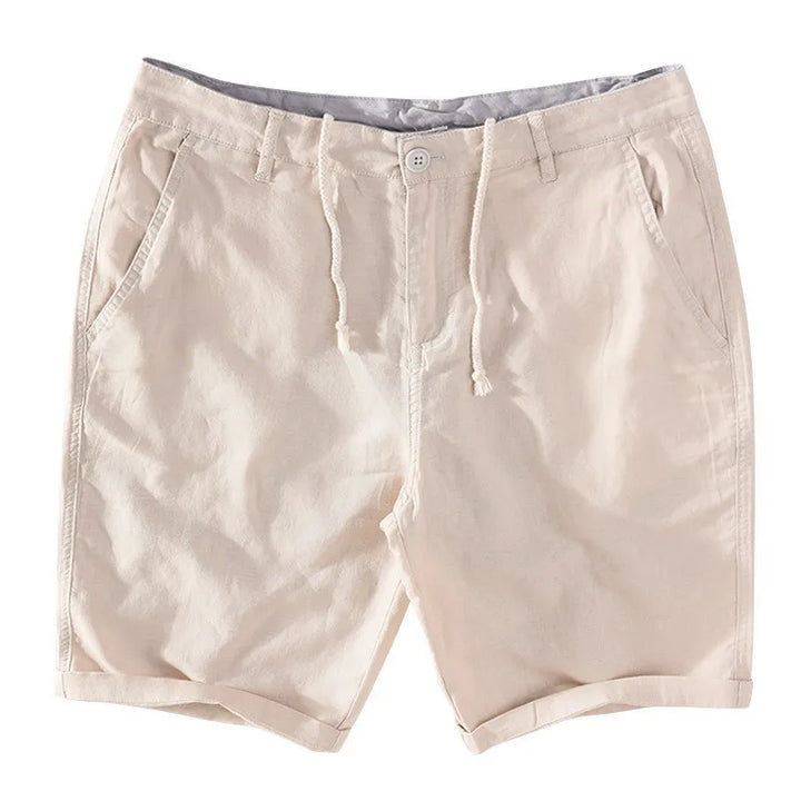 Men's linen-cotton summer shorts with button closure - Sandro-Khaki-S-The Livary
