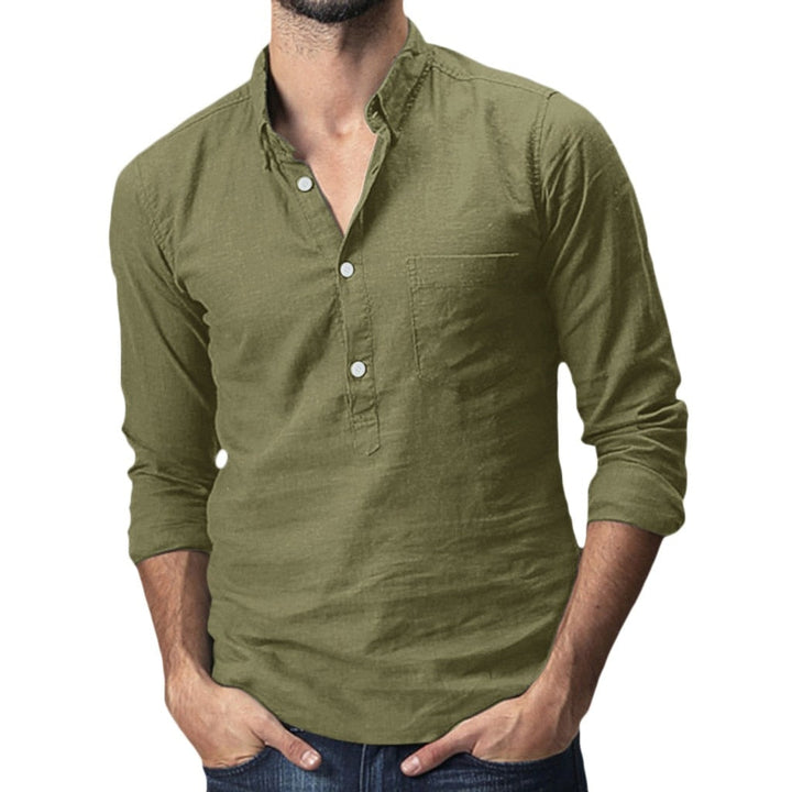 Stylish summer shirt in plus size for men – Hayes-Army green - 3 buttons-M-The Livary