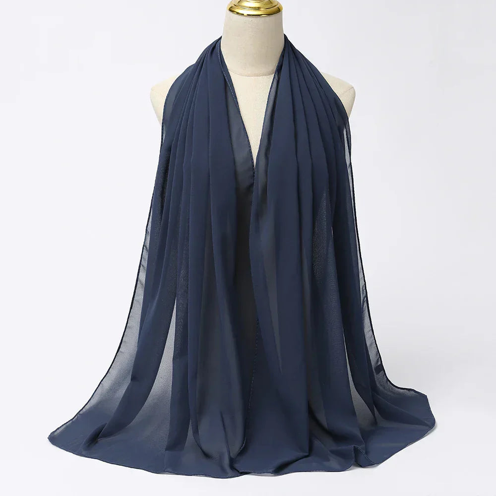 Chiffon Hijab Scarf – Leilani-Dark blue-The Livary