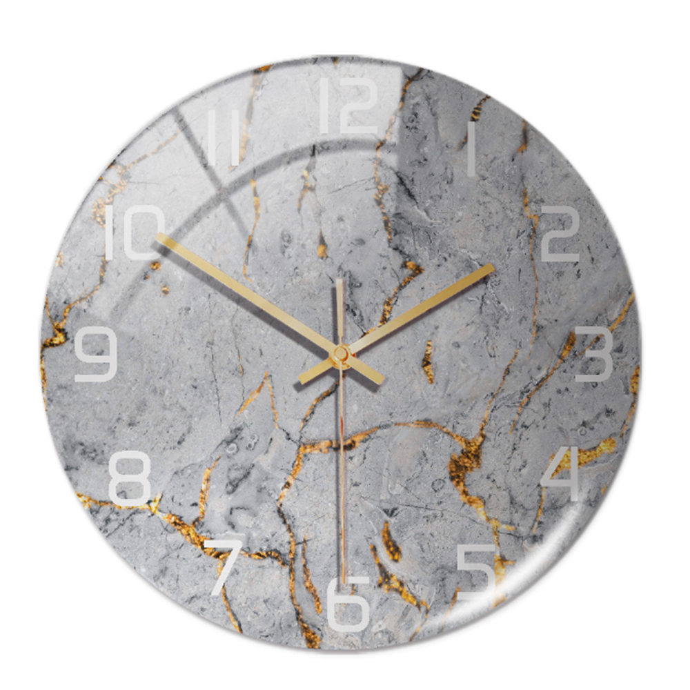 Stylish Wall Clock with Marble Texture - MarbleTime-Light Grey-The Livary
