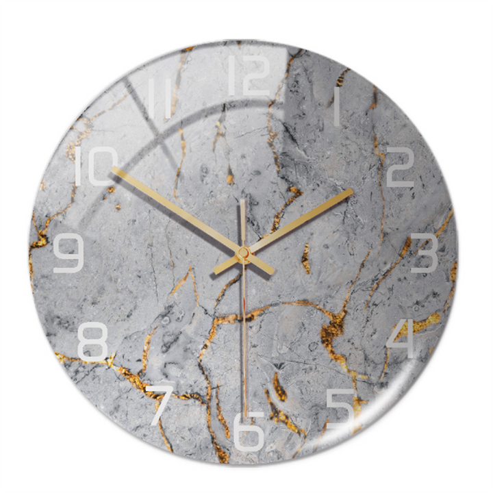 Stylish Wall Clock with Marble Texture - MarbleTime-Light Grey-The Livary
