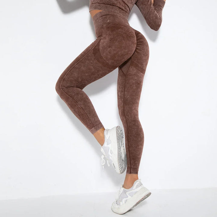Seamless Women's Yoga Set with Cropped Top - Nova-Bordeaux red-S-The Livary
