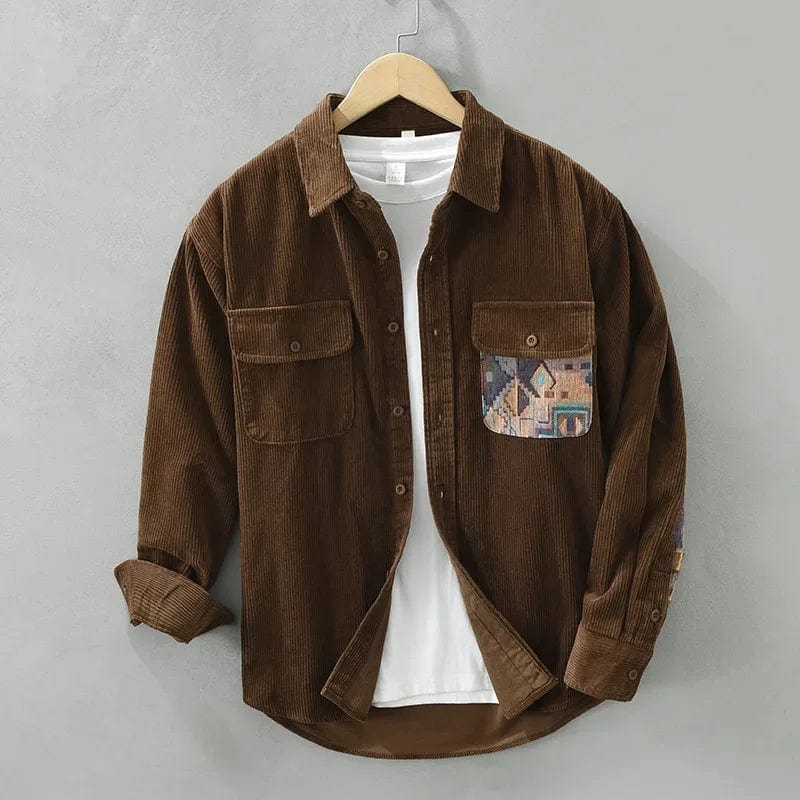 Cotton Men's Shirt with Long Sleeves - Quinten-Brown-XS-The Livary
