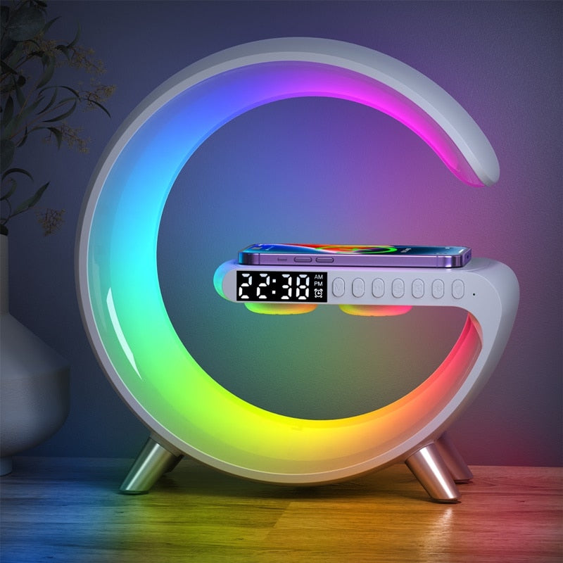 Wireless Charging Station with Speaker - ChargeGlow-White-The Livary