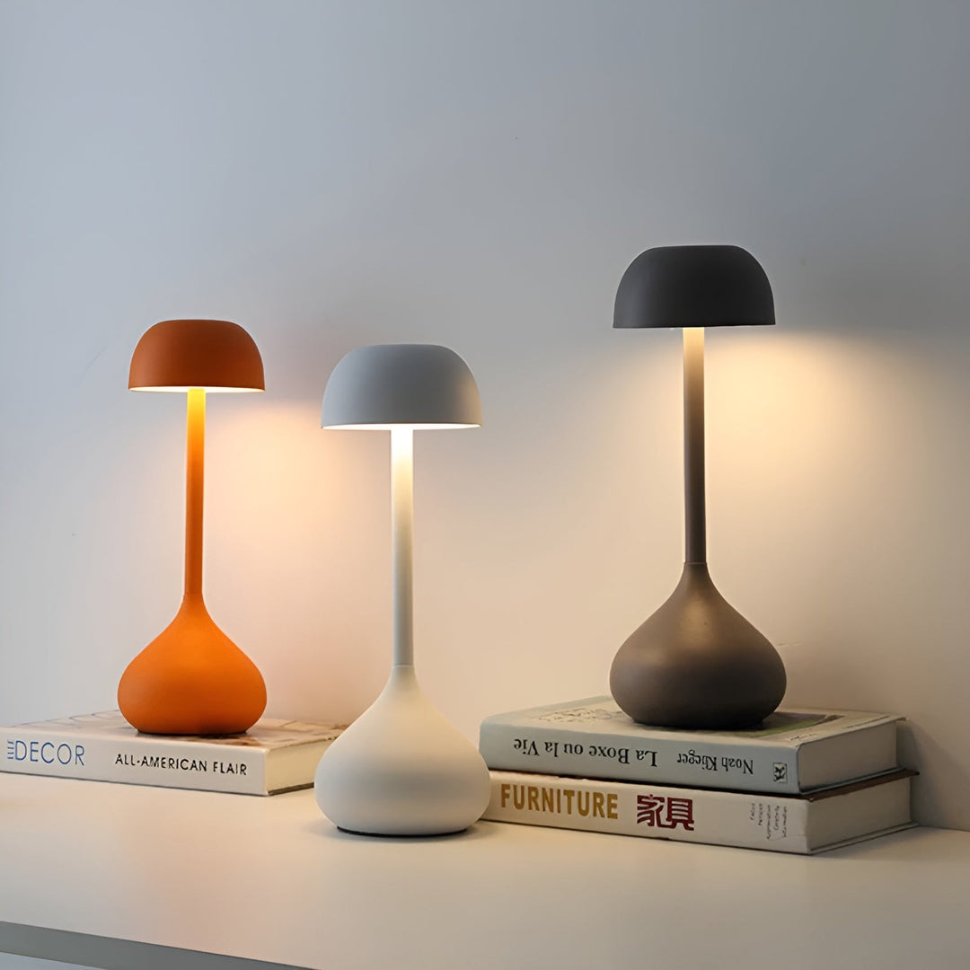 Wireless Dimmable Mushroom Table Lamp - GlowMush-White Mat-The Livary