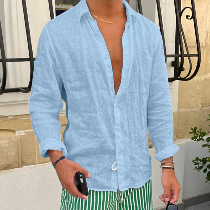 Breathable & Relaxed Fit Summer Shirt for Men – Taro-Light blue-S-The Livary