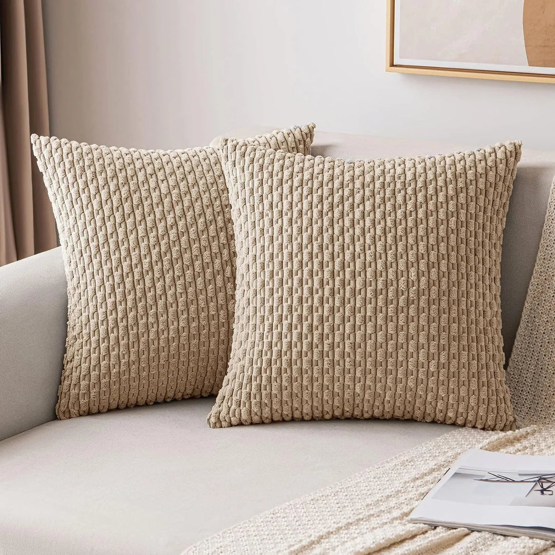 Corduroy Cushion Covers with Boho Style – Velvia-Khaki-40x40CM-The Livary