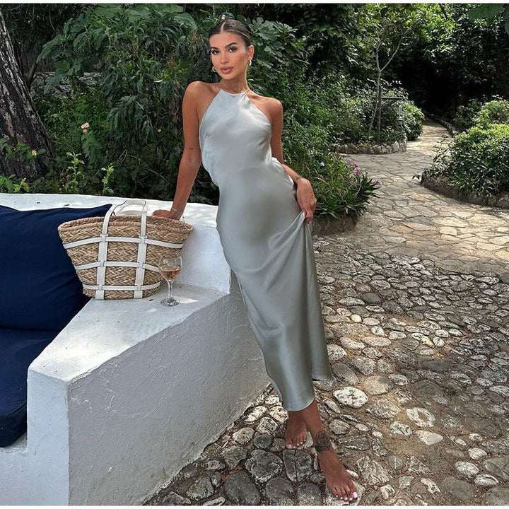 Sleeveless Maxi Dress with Straps - Luna-Gray-XS-The Livary