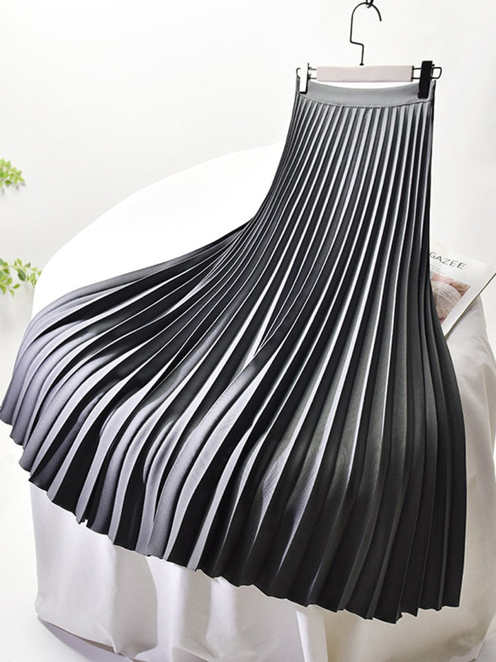 Trendy High Waist Pleated Skirt - Sofia-Dark grey-S-The Livary