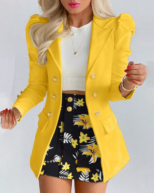 Blazer Skirt Set for Women – Stylish & Versatile – Thalia-Yellow-S-The Livary