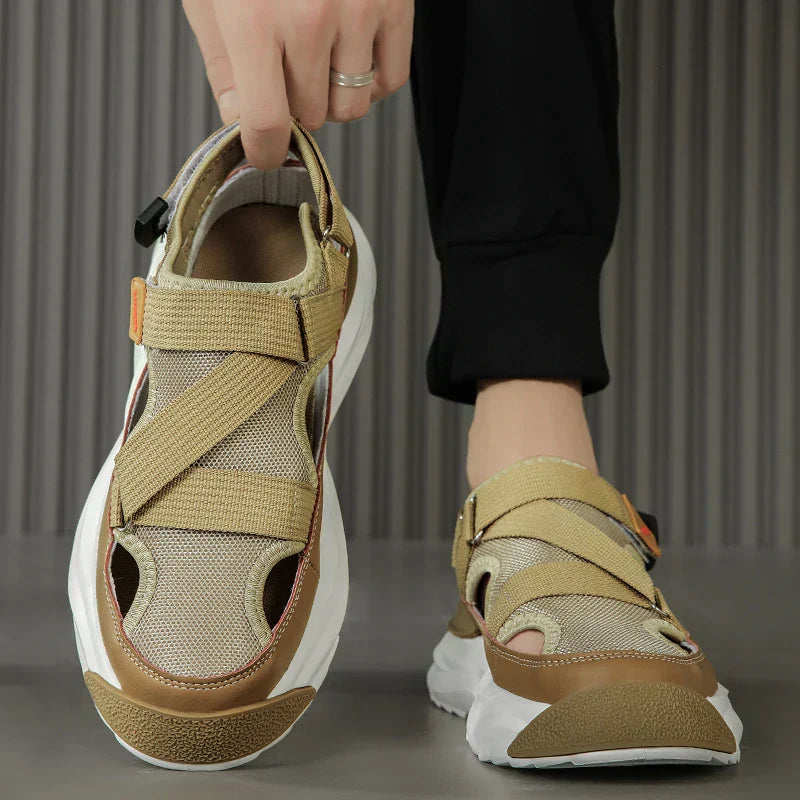 Light EVA summer slippers for women and men with designer look – Elian-Beige-3.5-The Livary