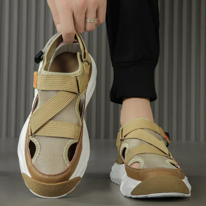 Light EVA summer slippers for women and men with designer look – Elian-Beige-3.5-The Livary