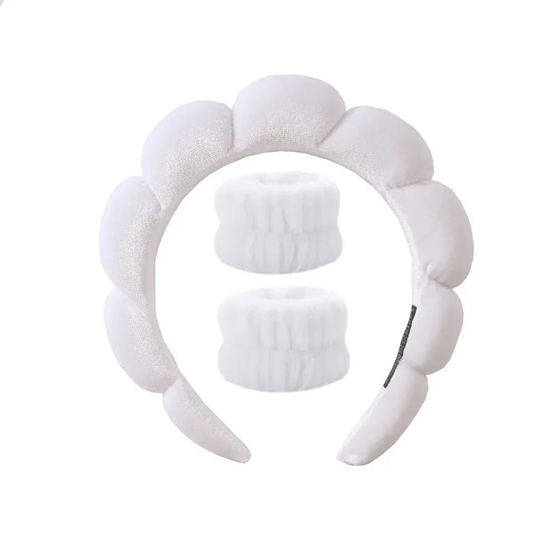 Plush Spa Headband & Wristband Set - Fluffiea-Blue-The Livary