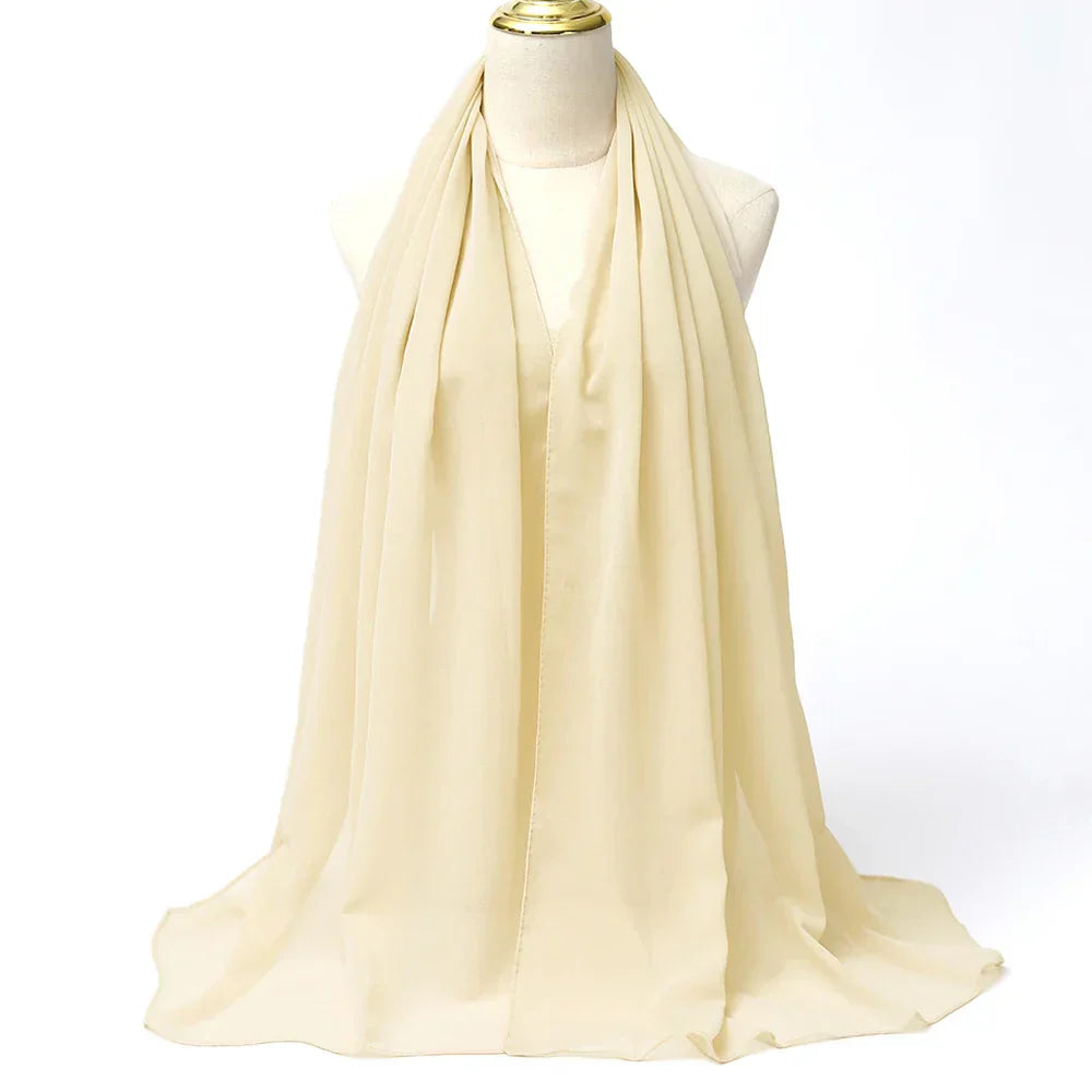 Chiffon Hijab Scarf – Leilani-Cream-The Livary