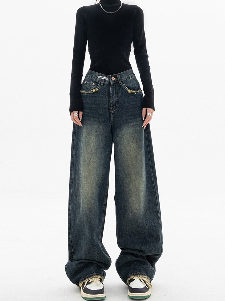 Y2K Vintage Baggy Women's Jeans - Luna-Blue grey-S-The Livary