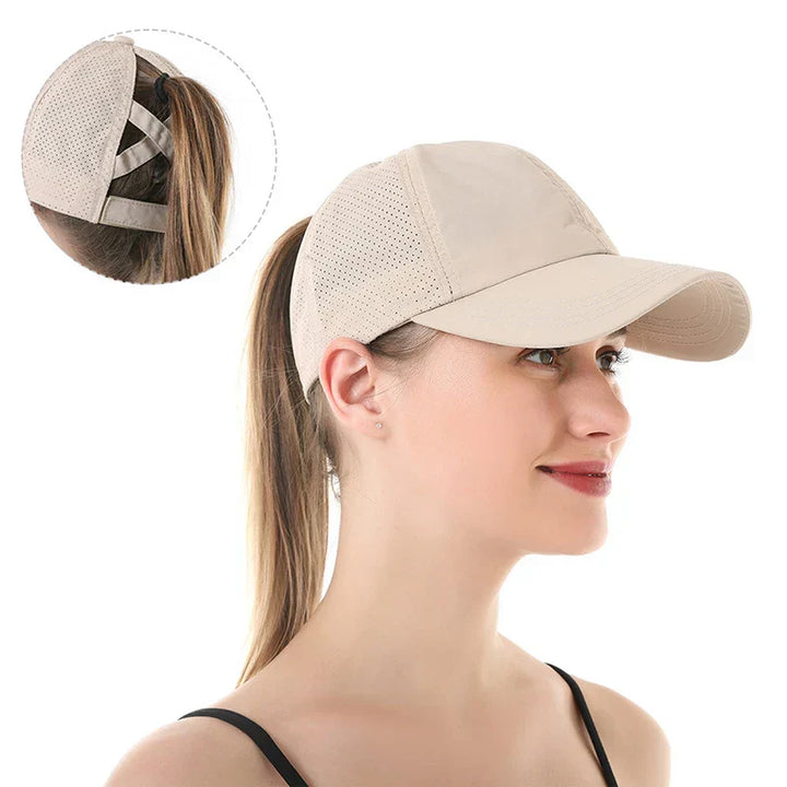 Breathable unisex sports baseball cap made of mesh with adjustable fit – AeroCap-Khaki-The Livary
