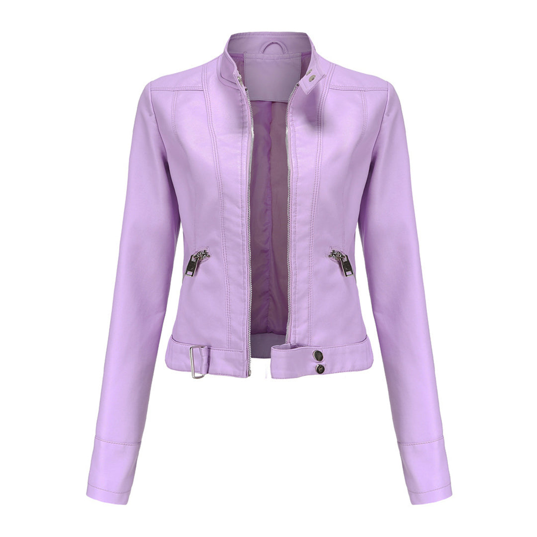 Stylish women's leather jacket in classic design – Marlene-Sakura-S-The Livary