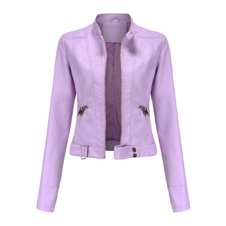 Stylish women's leather jacket in classic design – Marlene-Sakura-S-The Livary