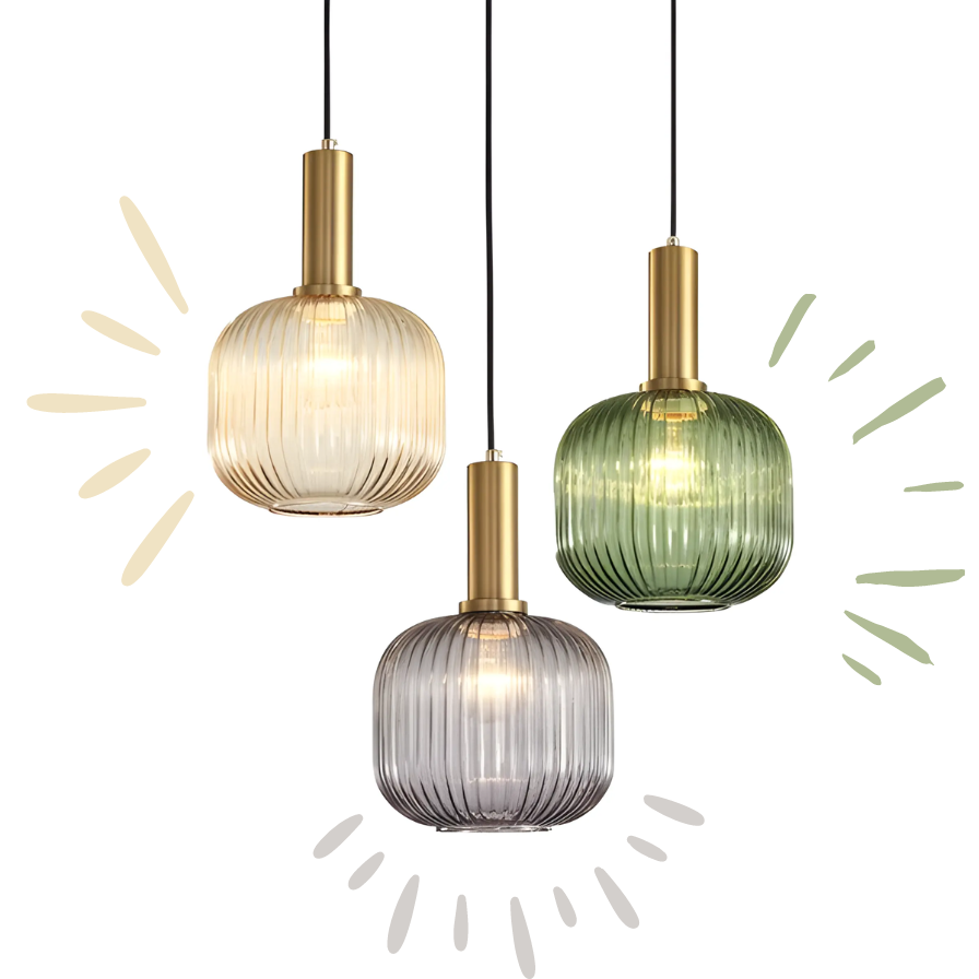 Retro Glass Pendant Lamp - ColorVibe-Brown-A-The Livary
