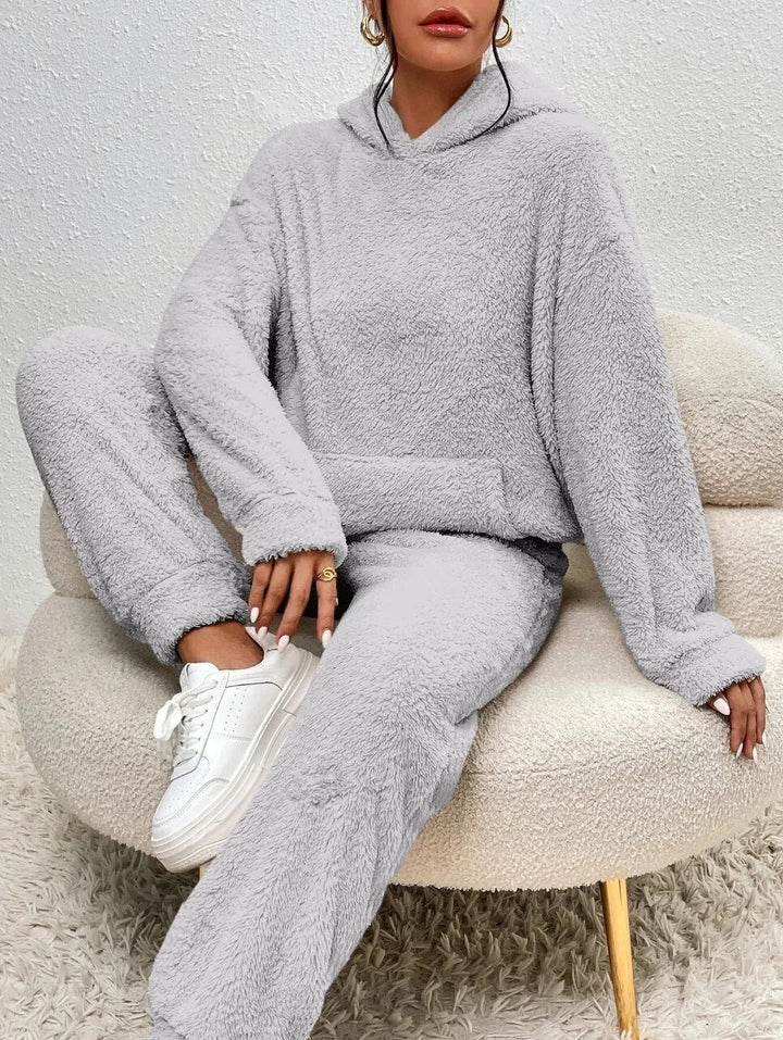 Ultra-Comfortable Teddy Loungewear with Hood - Lana-Gray-XS-The Livary