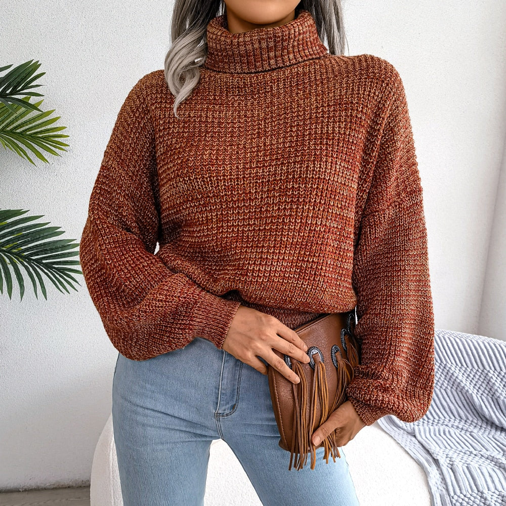 Comfy Knitted Turtleneck - Emilia-Orange-S-The Livary