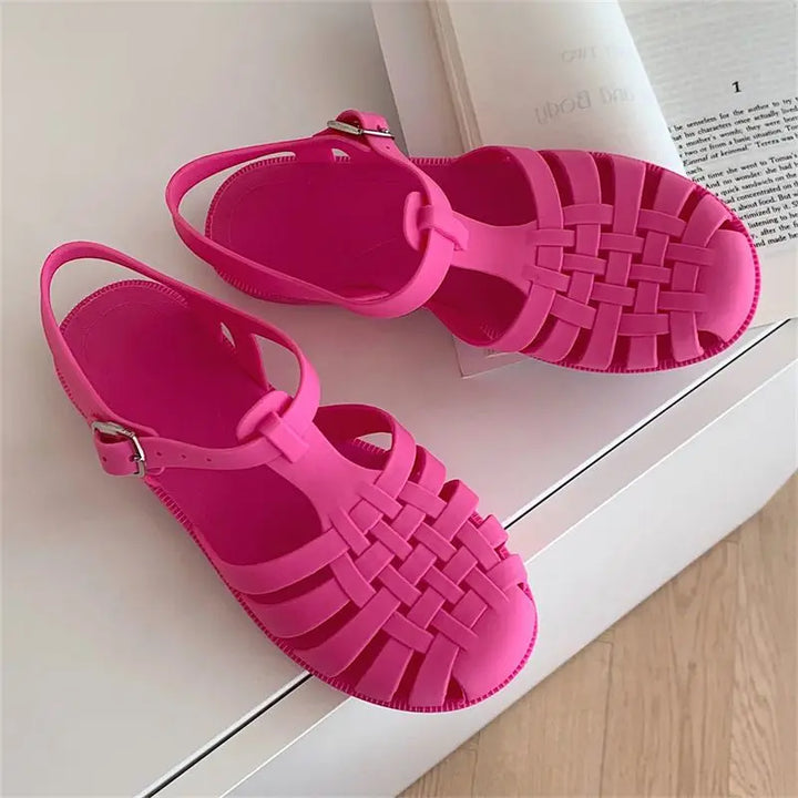 Trendy platform sandals in Korean style for women - Alina-Rose pink-3-The Livary