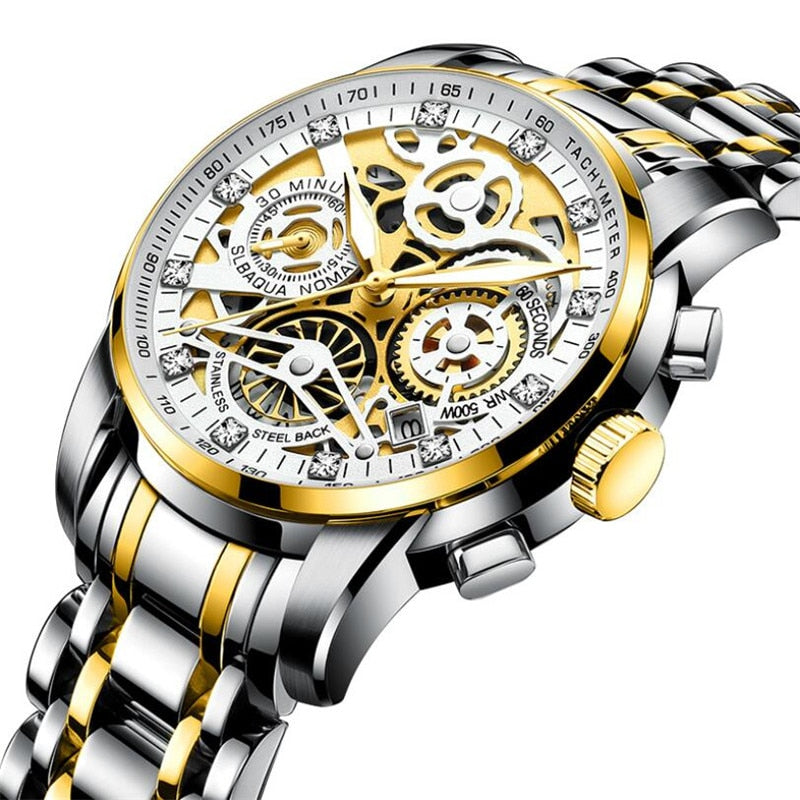 Skeleton Men's Watch - Eclipse-Silver gold-The Livary