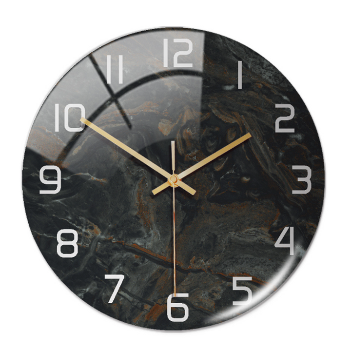 Stylish Wall Clock with Marble Texture - MarbleTime-Black-The Livary