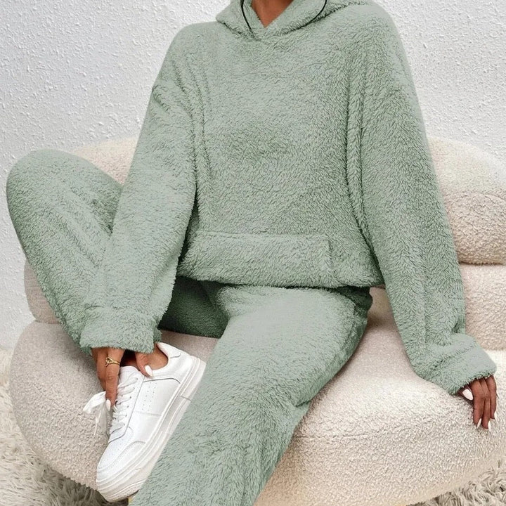 Ultra-Comfortable Teddy Loungewear with Hood - Lana-Green-XS-The Livary