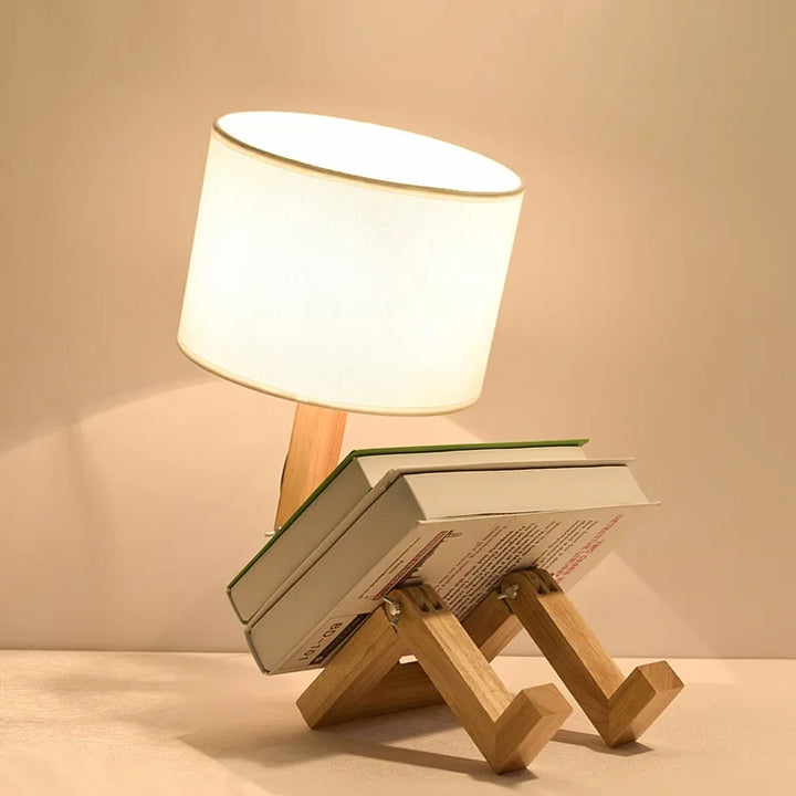Wooden Table Lamp with Book Holder - RutanFlex