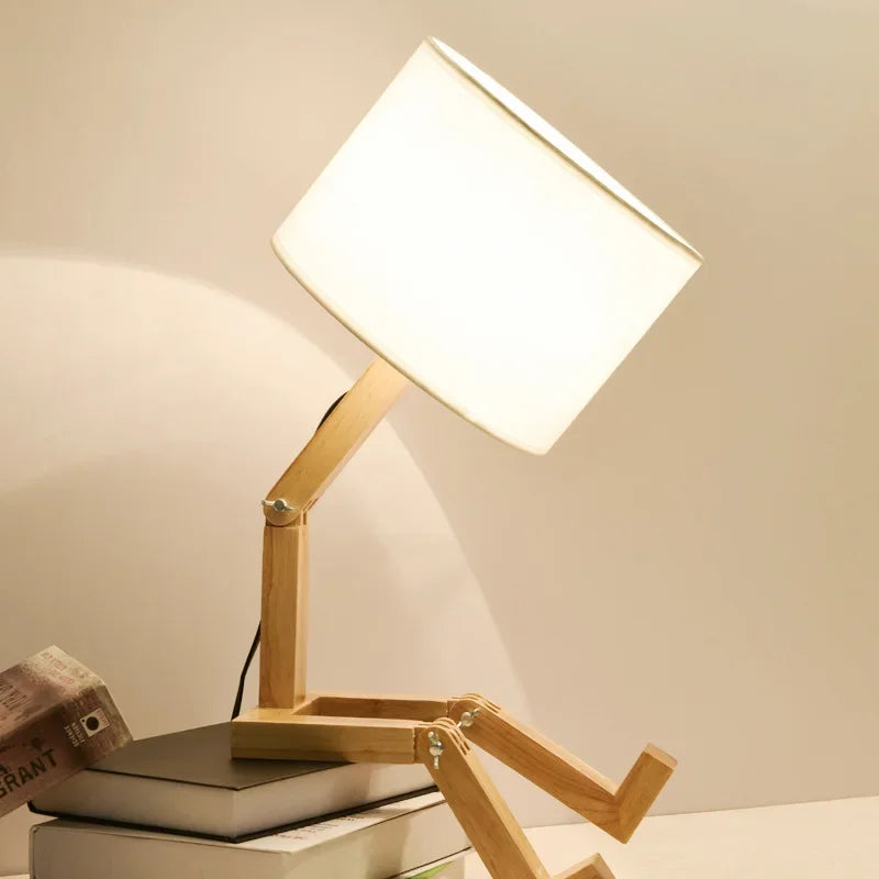 Wooden Table Lamp with Book Holder - RutanFlex