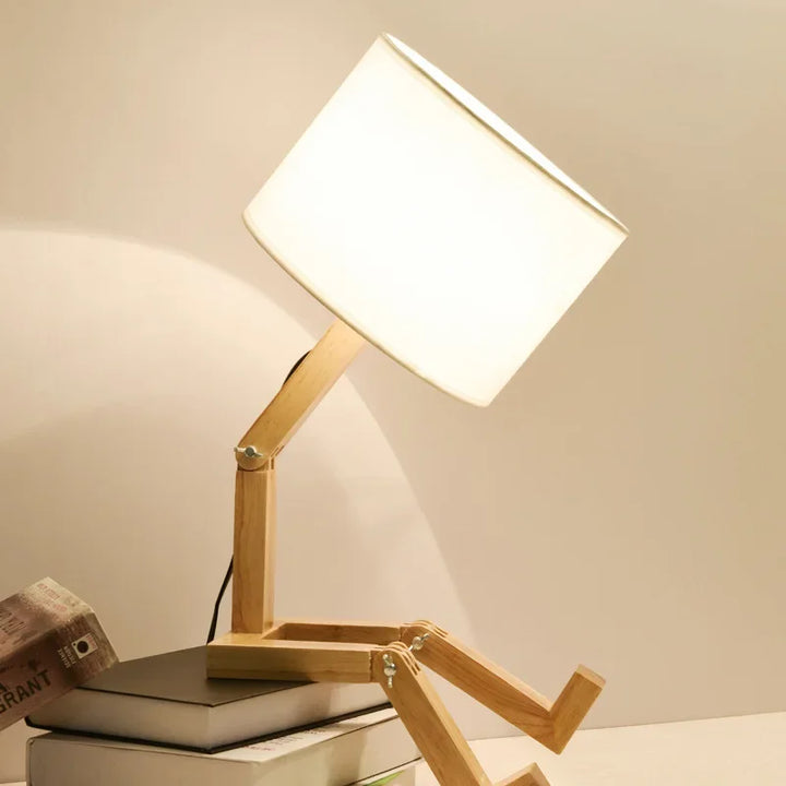 Wooden Table Lamp with Book Holder - RutanFlex
