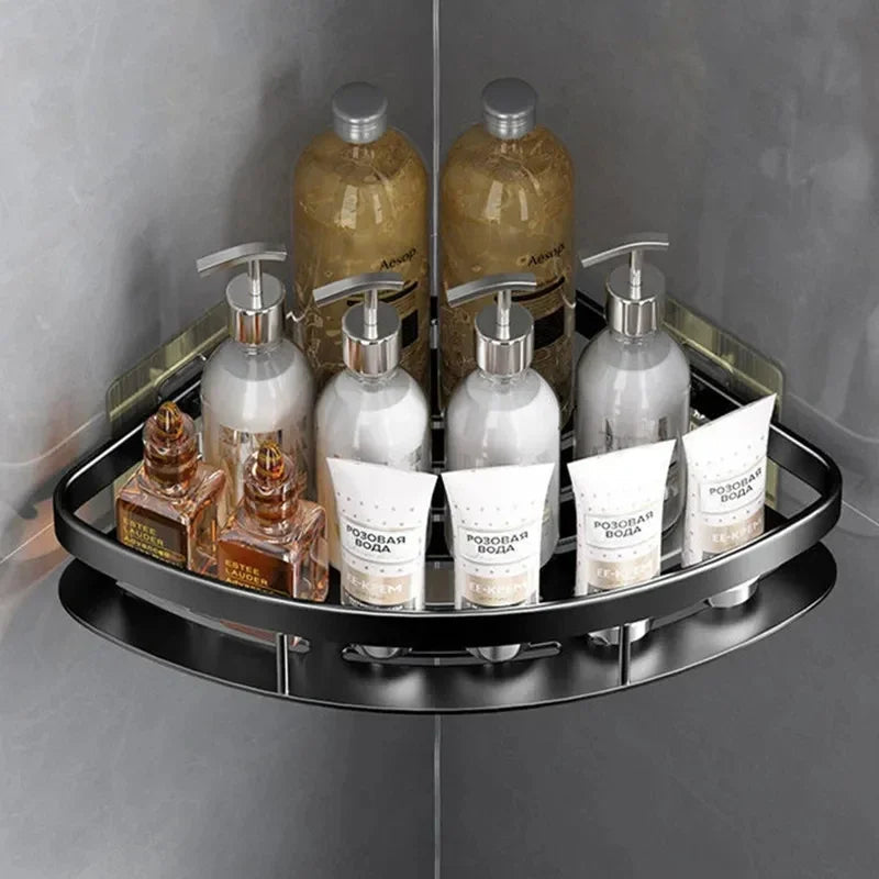 Aluminium Wall Shelf for Bathroom Corners - Cornerix-Black-The Livary