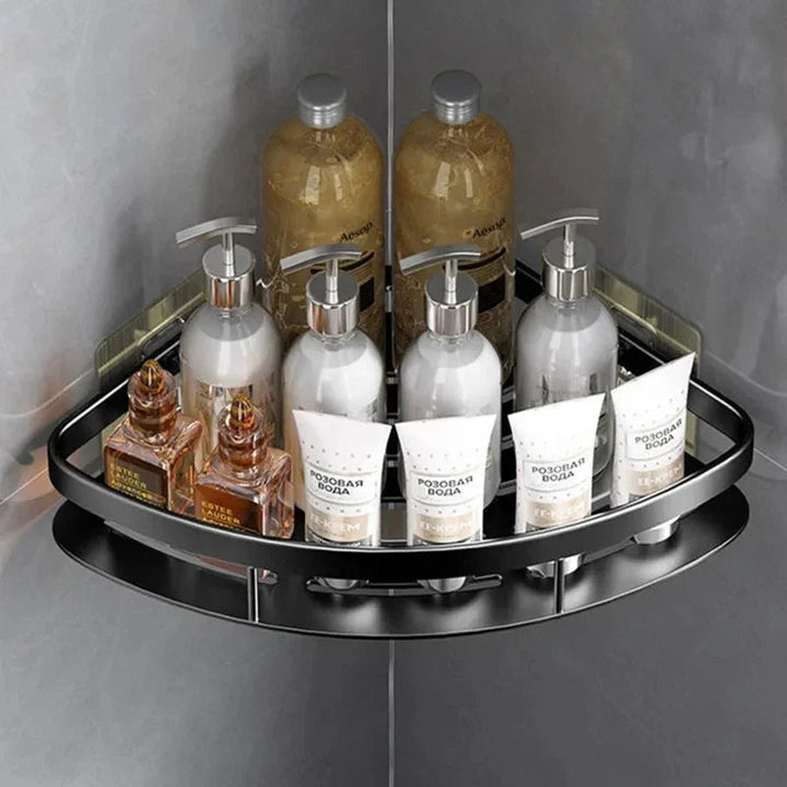 Aluminium Wall Shelf for Bathroom Corners - Cornerix-Black-The Livary
