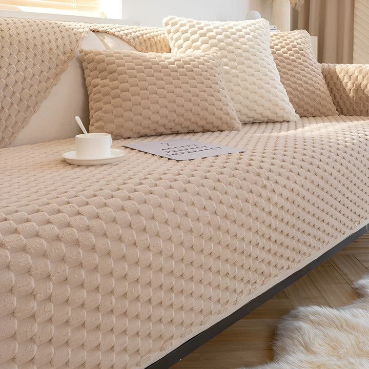 Luxury Velvet Sofa Cover - VeluLuxe-Beige-1 pillow - 35.43″ × 47.24″-The Livary