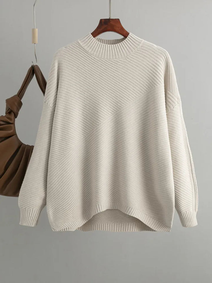 Classic Knitted Women's Sweater - Evelina-Apricot-The Livary