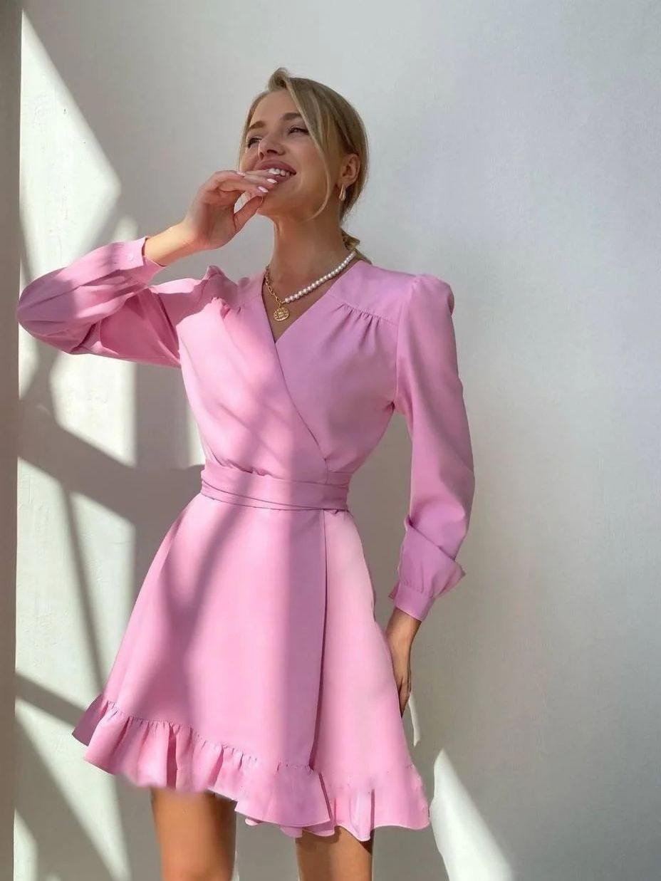 Trendy A-line Dress - Livia-Pink-S-The Livary