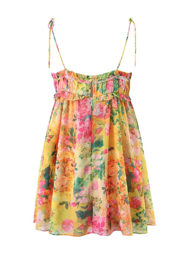Backless Bohemian Mini Dress with Floral Print – Juliette-S-The Livary