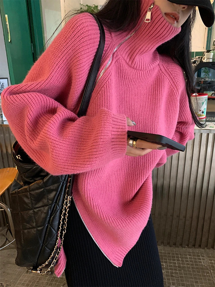 Ladies Pullover Vest with Zip - Clara-Pink-One Size-The Livary