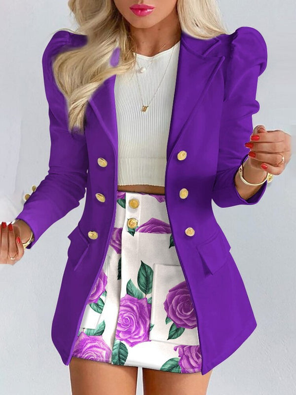 Blazer Skirt Set for Women – Stylish & Versatile – Thalia-Violet-S-The Livary