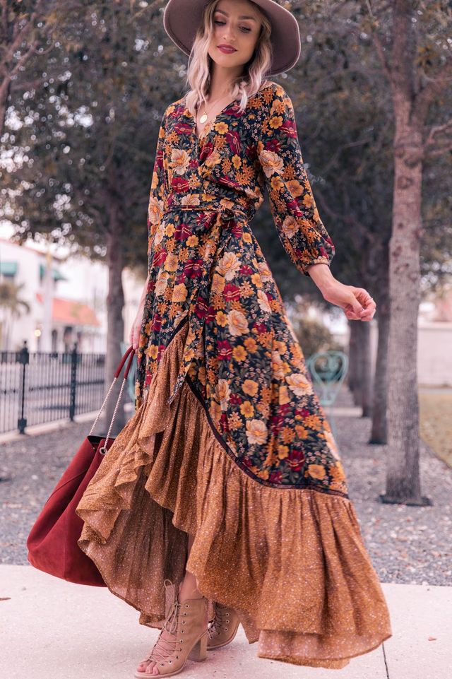 Flower Print Midi Dress - Lily-S-The Livary