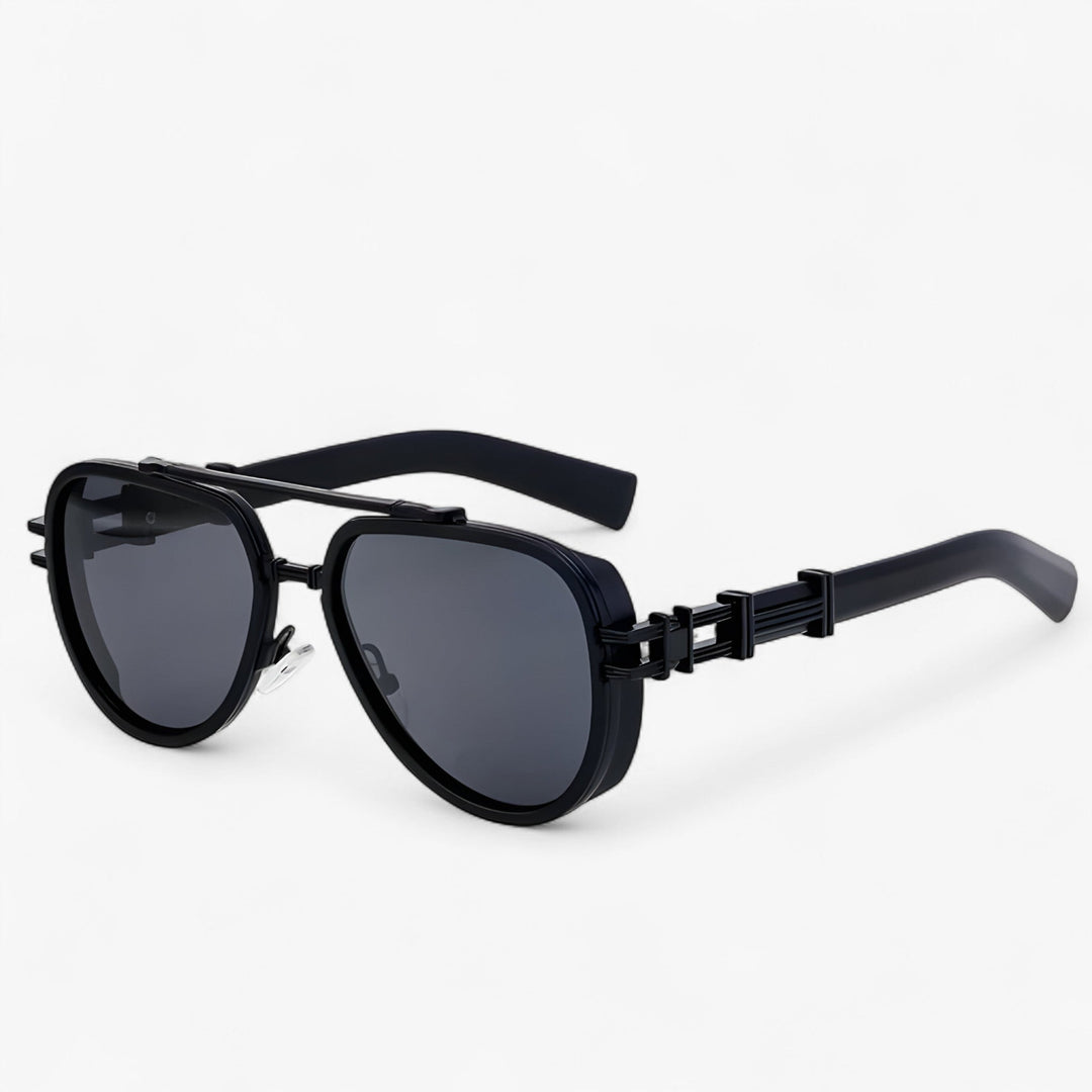 Oversized steampunk sunglasses with polarized lenses – Arclight-Black-The Livary