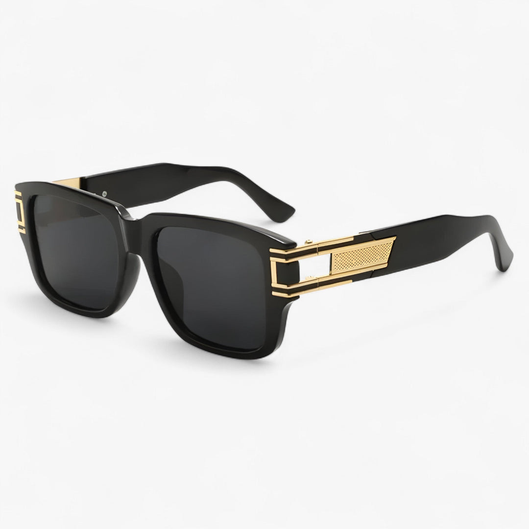 Vintage sunglasses with square frame and drop detail – Elvoir-Black Grey-The Livary