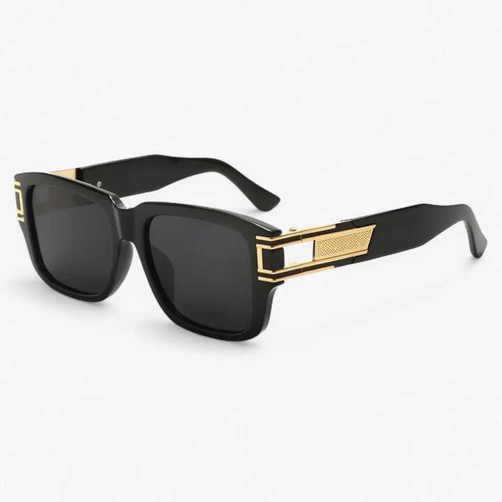 Vintage sunglasses with square frame and drop detail – Elvoir-Black Grey-The Livary