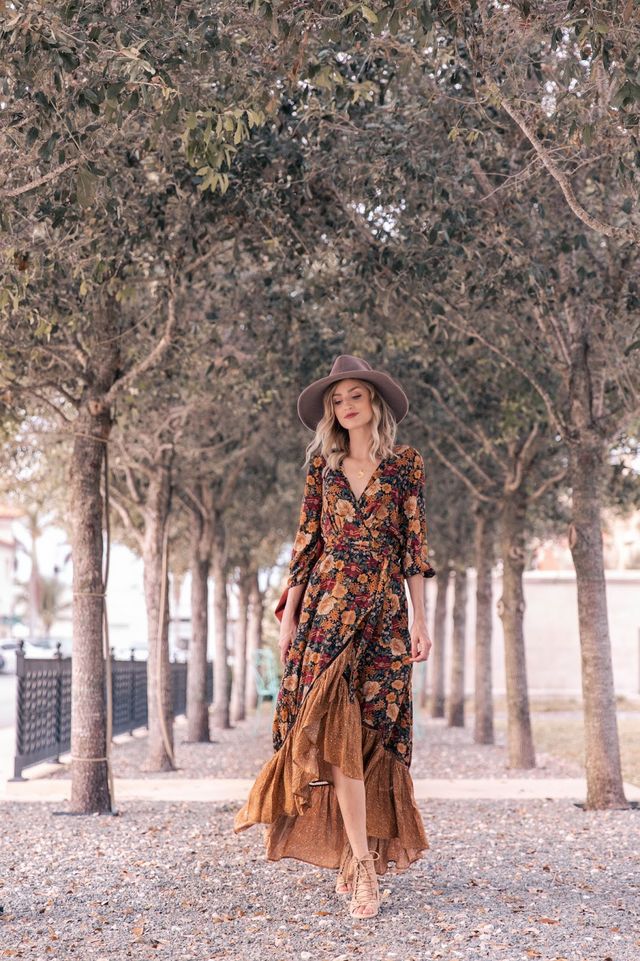 Flower Print Midi Dress - Lily-S-The Livary