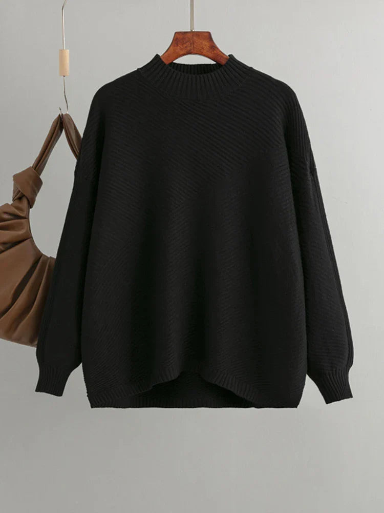 Classic Knitted Women's Sweater - Evelina-Black-The Livary