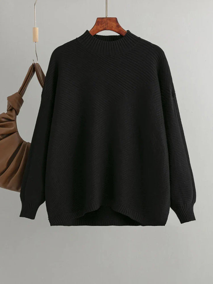 Classic Knitted Women's Sweater - Evelina-Black-The Livary