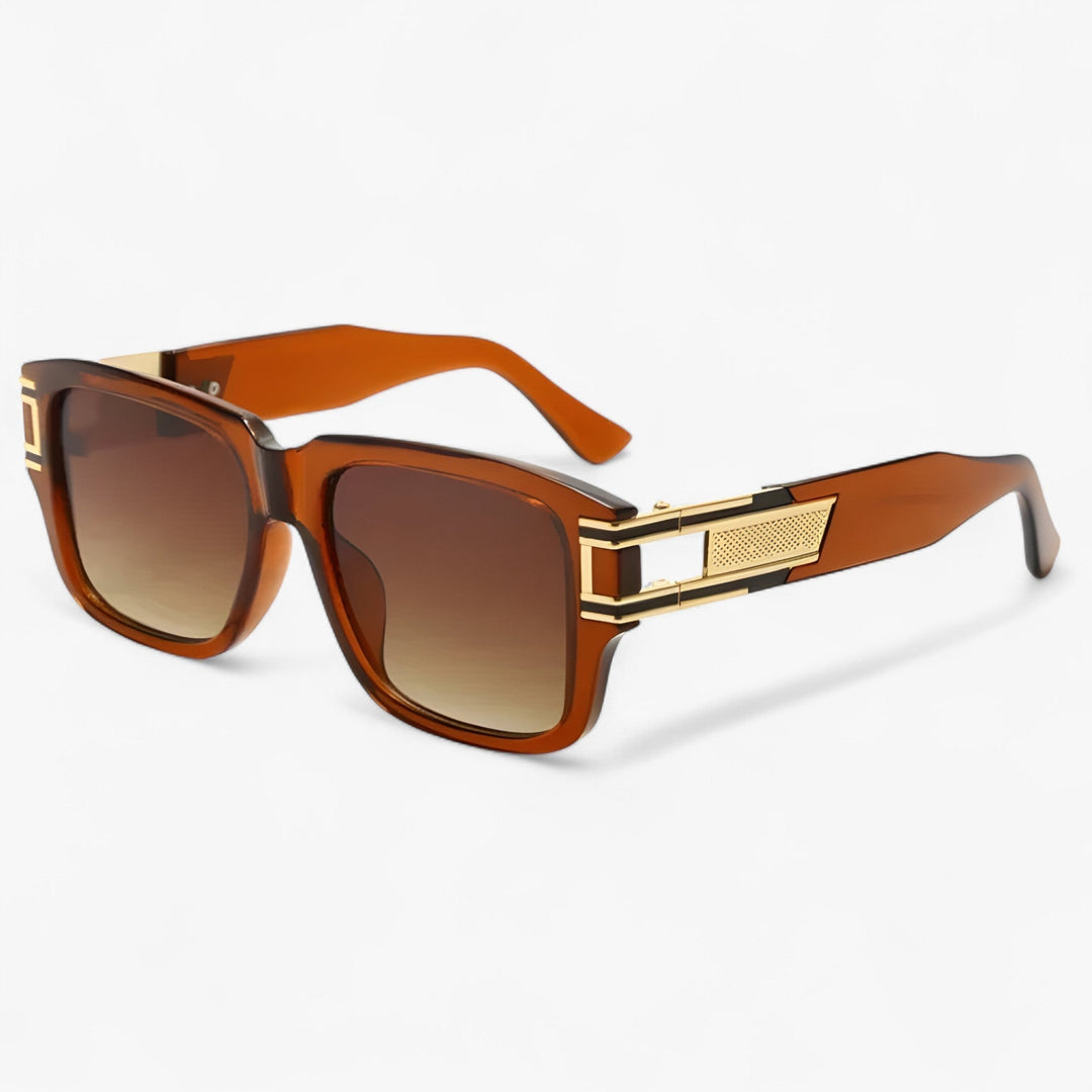 Vintage sunglasses with square frame and drop detail – Elvoir-Brown-The Livary