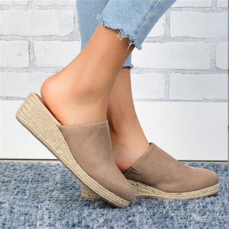 Retro Chic Wedge Sandals - Vera-Beige-4.5-The Livary